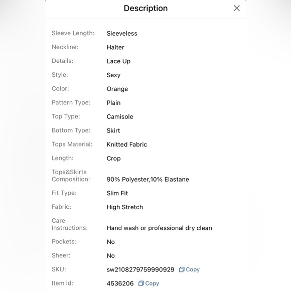 SHEIN BAE Honeycomb Textured Criss Cross Backless Crop Halter Top & Skirt 🧡 - Picture 8 of 8